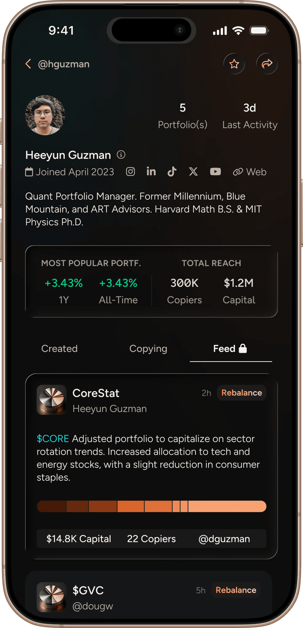 dub mobile app creator user profile screen
